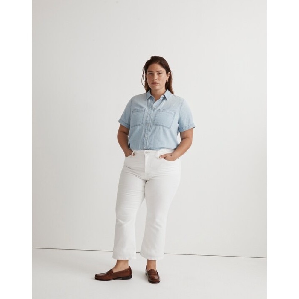 Madewell Mid-Rise Kick Out Crop Jeans in Pure White NJ432 Plus Size 22W NEW